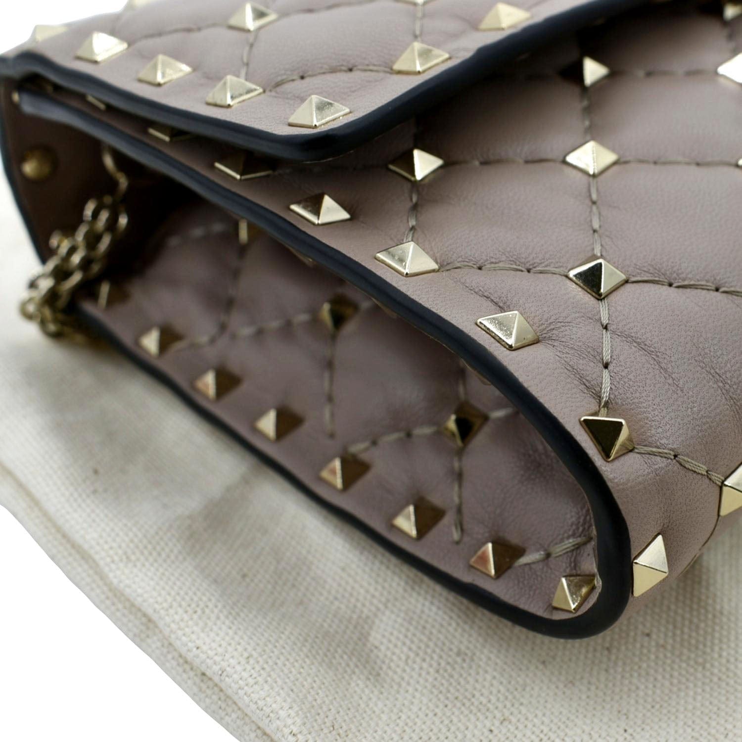 Valentino Rockstud Spike Wallet on Chain Quilted Velvet Small at 1stDibs