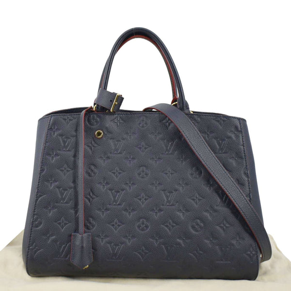 LOUIS VUITTON Montaigne GM Empreinte Leather Shoulder Bag Navy Blue