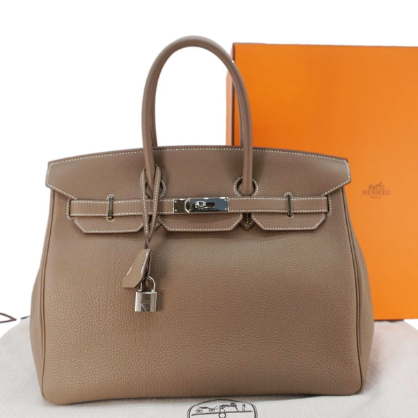 HERMES Birkin 35 Togo Leather Tote Bag Etoupe