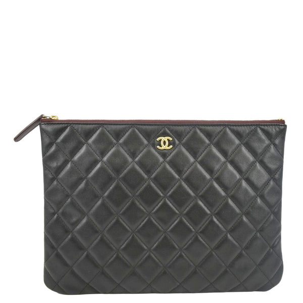 CHANEL Classic O-Case Leather Zip Pouch Black