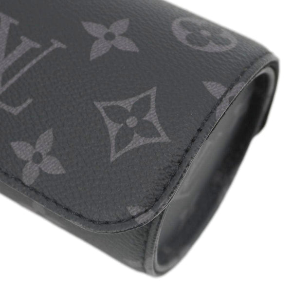 LOUIS VUITTON 3 Watch Case Monogram Eclipse Pouch Black