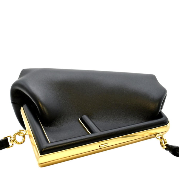 Tilted view of FENDI First Leather Shoulder Bag Black