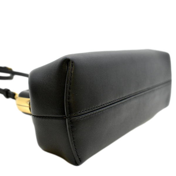 Left Side view of FENDI Leather Shoulder Bag Black