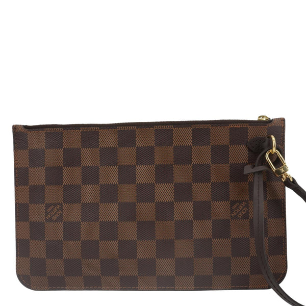 LOUIS VUITTON  Neverfull Damier Ebene Pochette Wristlet Pouch Brown