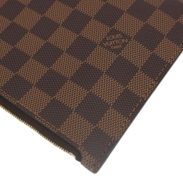 LOUIS VUITTON  Neverfull Damier Ebene Pochette Wristlet Pouch Brown