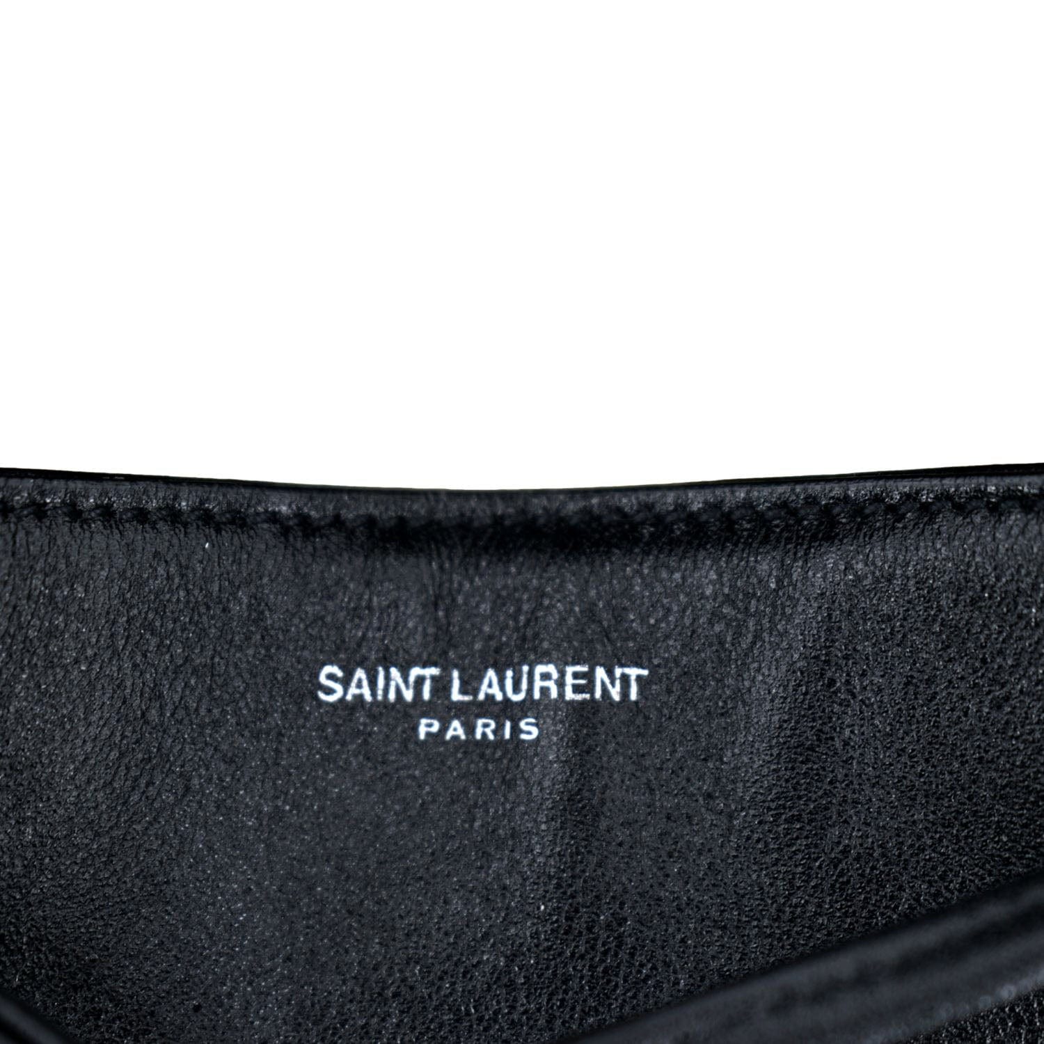 Saint Laurent Ysl Pendant Fringed Leather Bucket Bag in Black