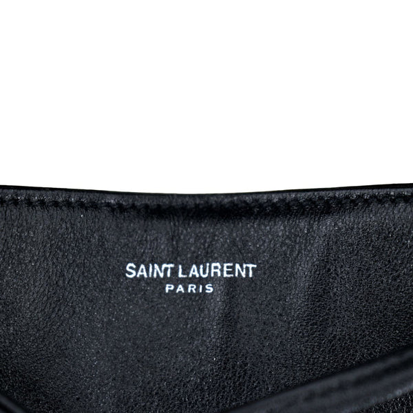 YVES SAINT LAURENT Fringe Calfskin Leather Backpack Bag Black