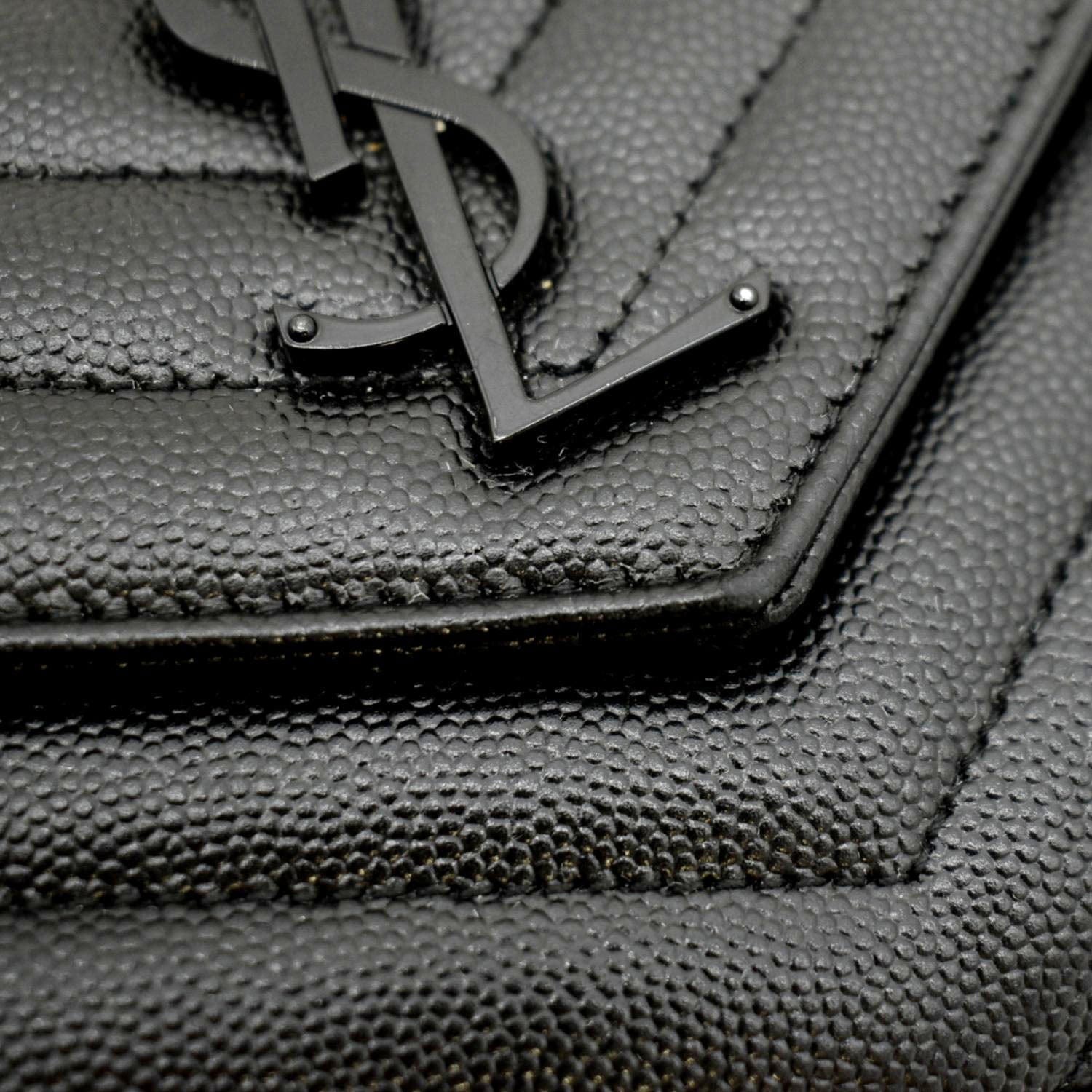 Saint Laurent Monogram Chain Wallet Crossbody Bag - Black