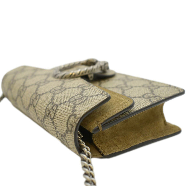 GUCCI Dionysus Super Mini GG Supreme Canvas Bag Taupe