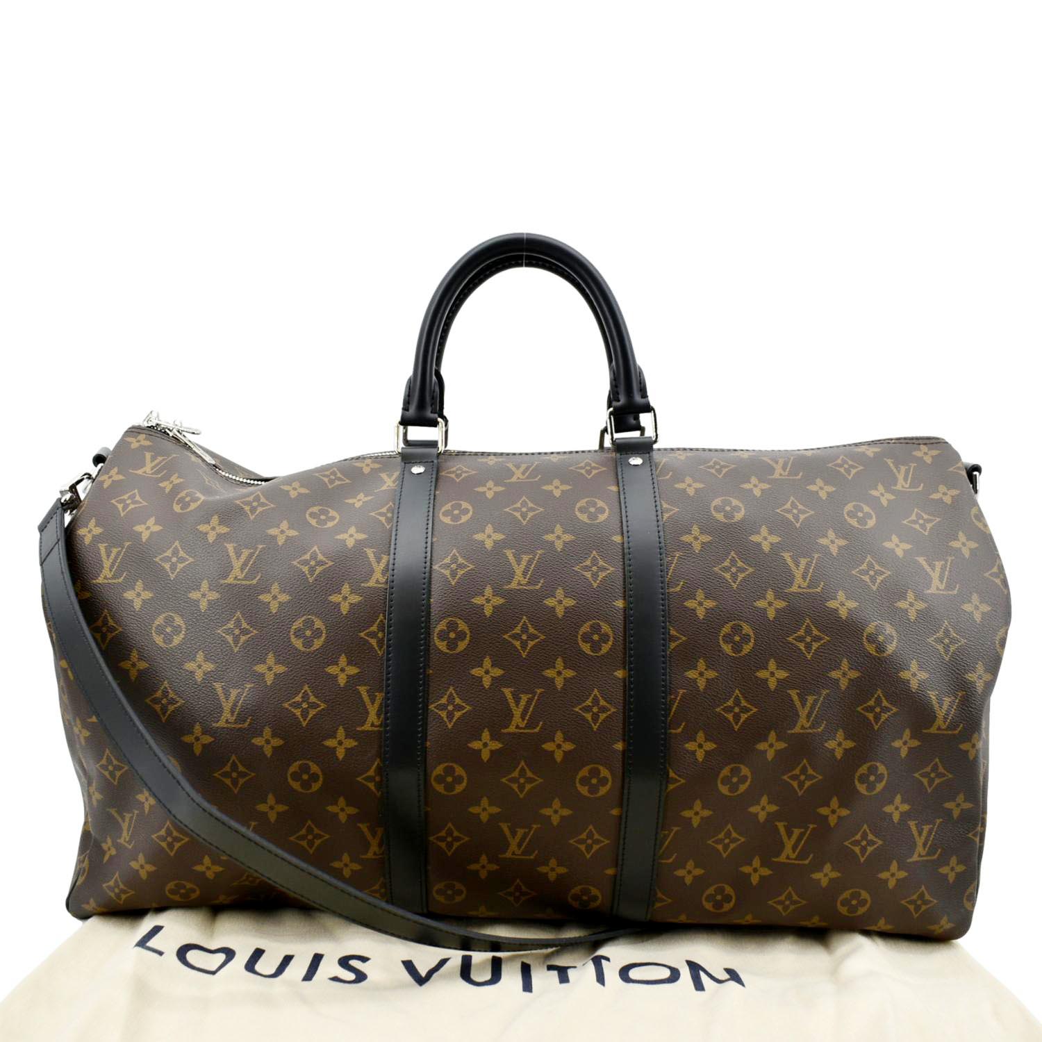 LOUIS VUITTON Keepall Bandouliere 55 Monogram Macassar Travel Bag Brow