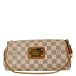 LOUIS VUITTON Pochette Eva Damier Azur Crossbody Clutch Bag White