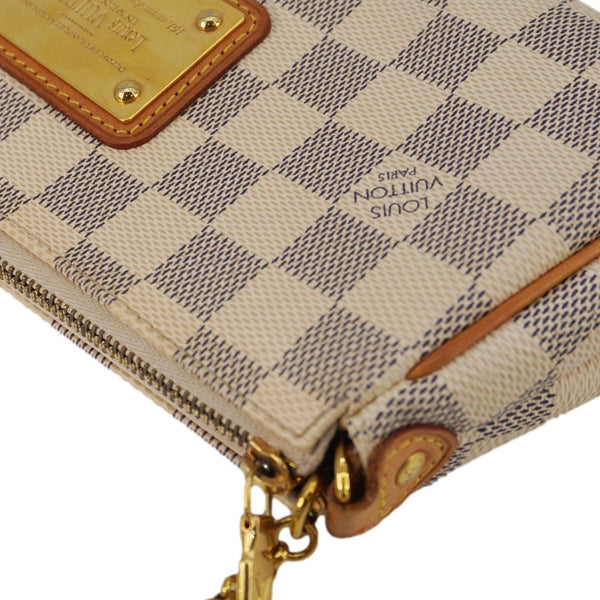 LOUIS VUITTON Pochette Eva Damier Azur Crossbody Clutch Bag White