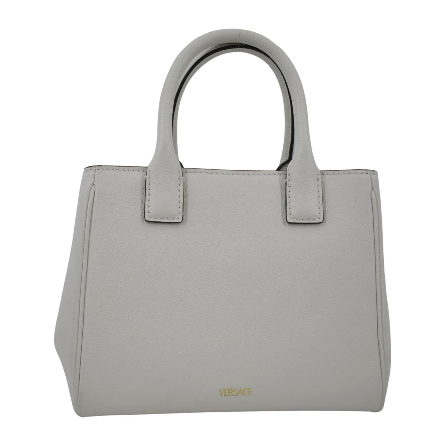 VERSACE La Medusa Leather Top Handle Shoulder Bag White