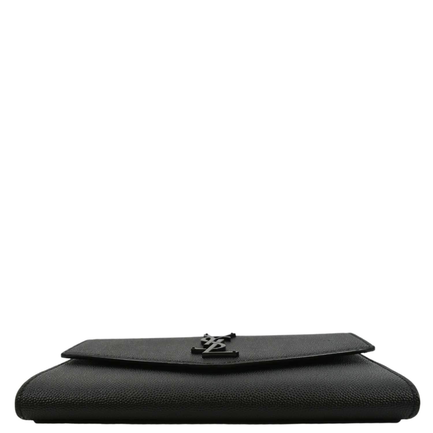 Saint Laurent Uptown YSL Pouch Wallet In Grain De Poudre Embossed Leather