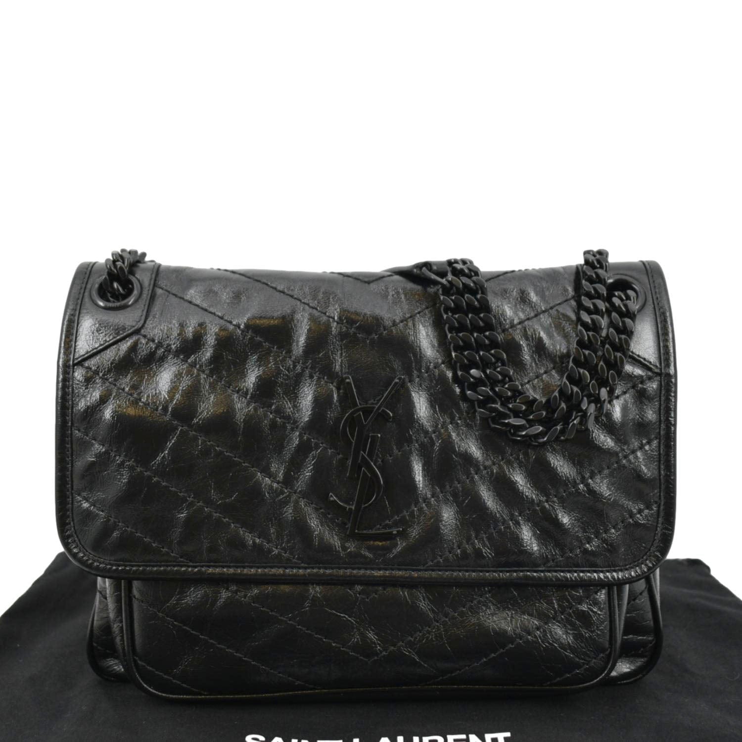 Baby monogramme leather crossbody bag Saint Laurent Black in