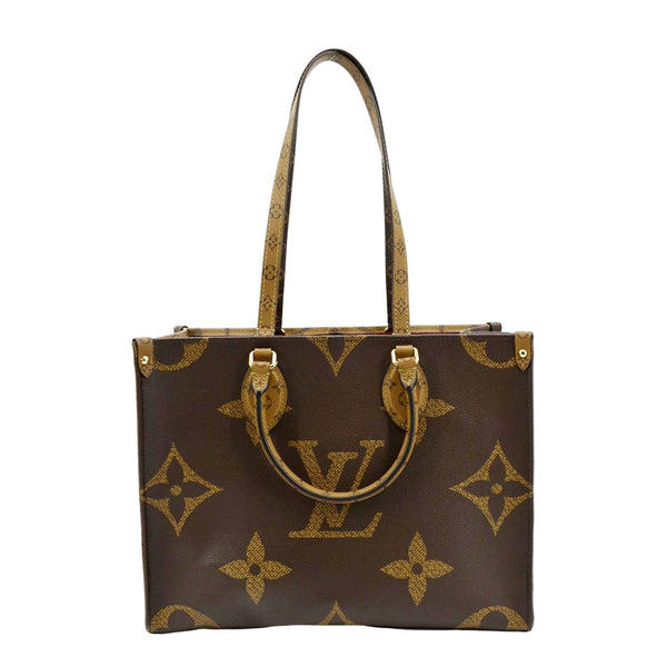 LOUIS VUITTON Onthego MM Giant Monogram Canvas Tote Shoulder Bag Brown