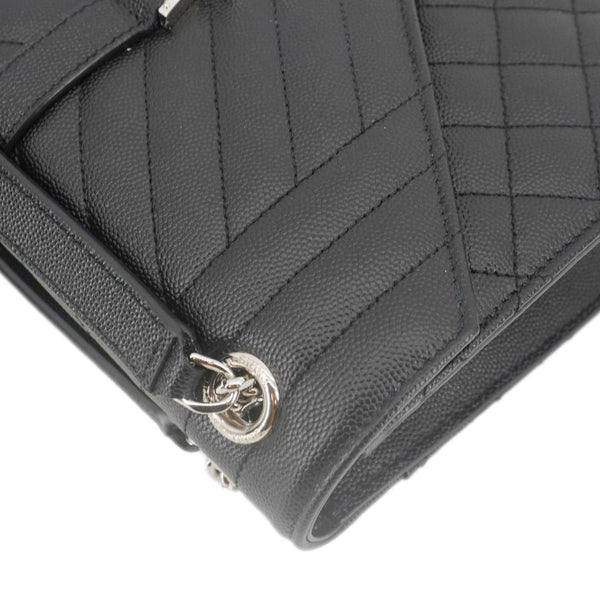 YVES SAINT LAURENT Envelope Flap Leather Chain Shoulder Bag Black