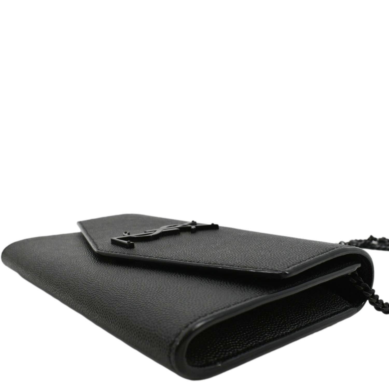 Saint Laurent // Black Uptown Monogram Pebbled Leather Clutch