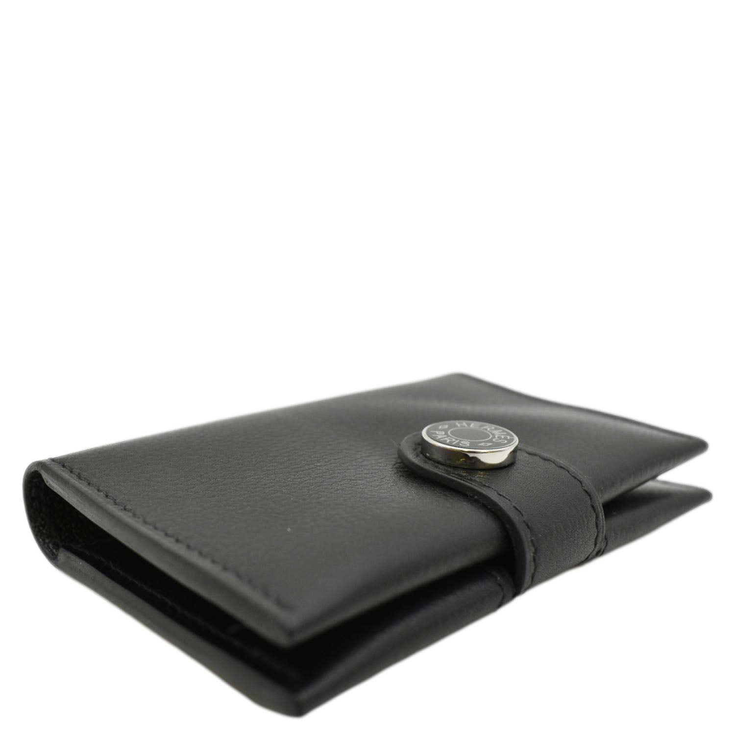 Autre Marque Hermes Guernesey Wallet Black Leather ref.237919