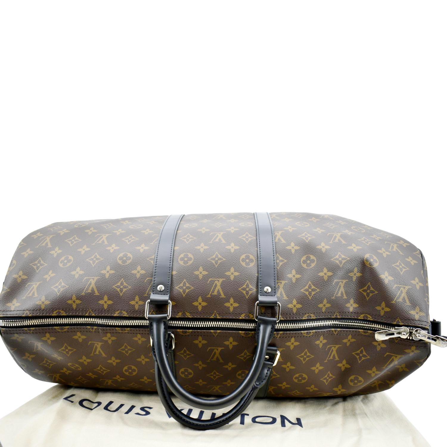 LOUIS VUITTON Keepall Bandouliere 55 Monogram Macassar Travel Bag Authentic
