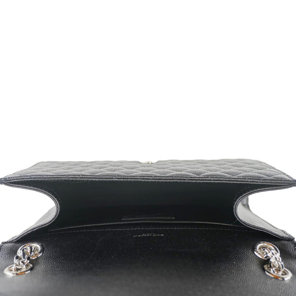 YVES SAINT LAURENT Envelope Flap Leather Chain Shoulder Bag Black