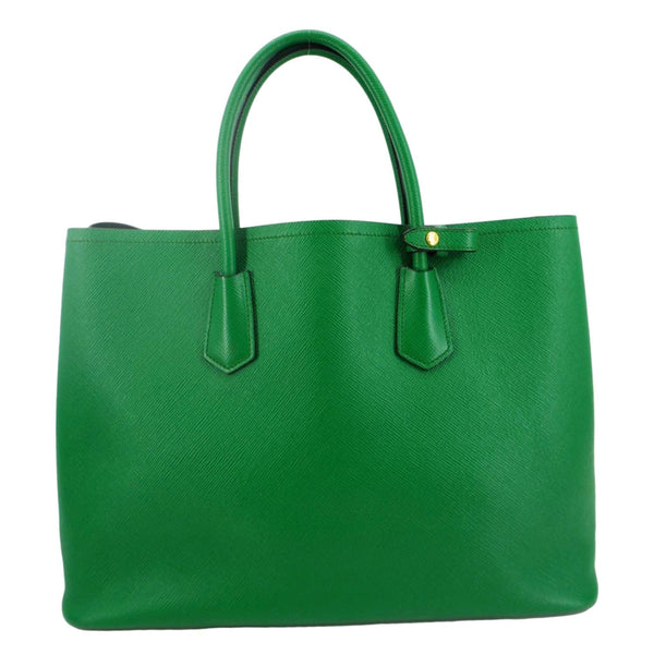 PRADA Double Handle Saffiano Cuir Leather Tote Bag Green