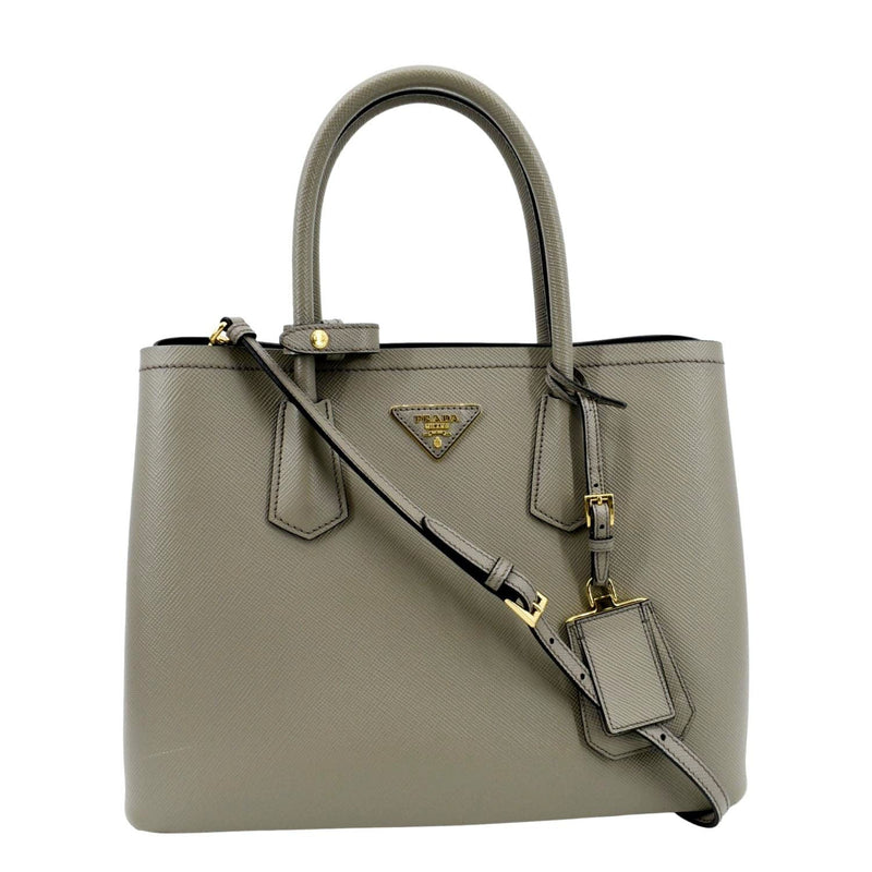 Prada Grey/Brown Saffiano Leather Double Handle Tote Bag 1BG838 - Yoogi's  Closet