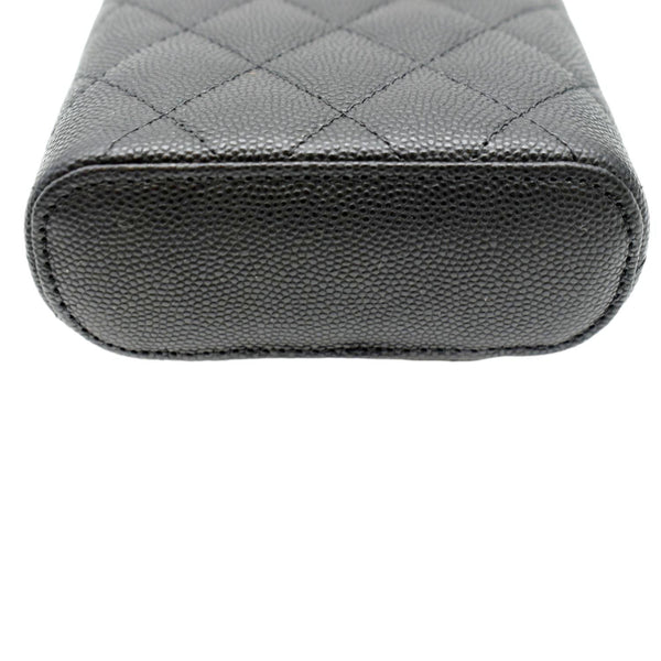 CHANEL Small Vertical Caviar Quilted Leather Chain Vanity Case Crossbody Black