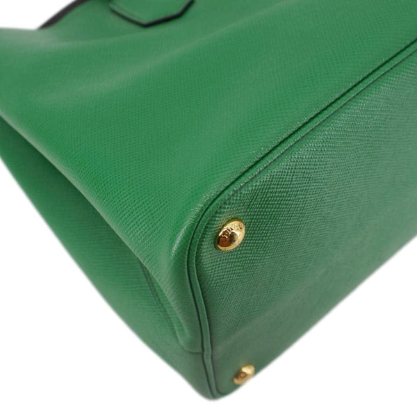 PRADA Double Handle Saffiano Cuir Leather Tote Bag Green