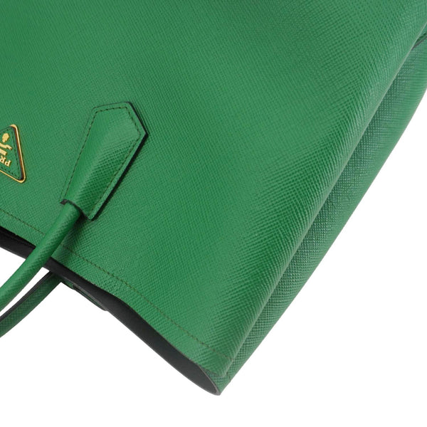 PRADA Double Handle Saffiano Cuir Leather Tote Bag Green