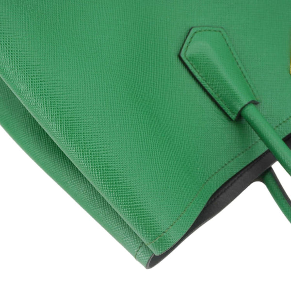 PRADA Double Handle Saffiano Cuir Leather Tote Bag Green