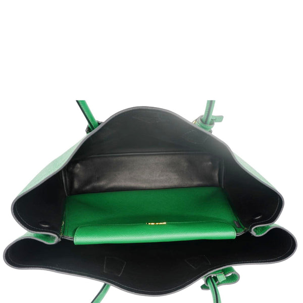 PRADA Double Handle Saffiano Cuir Leather Tote Bag Green