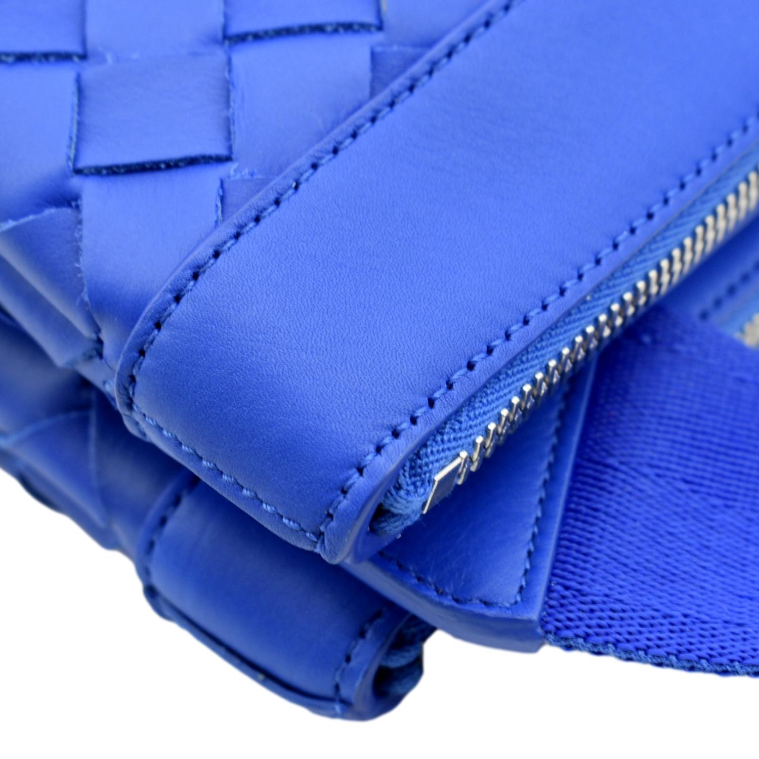 Bottega Veneta Intrecciato Flap Crossbody Bag Blue