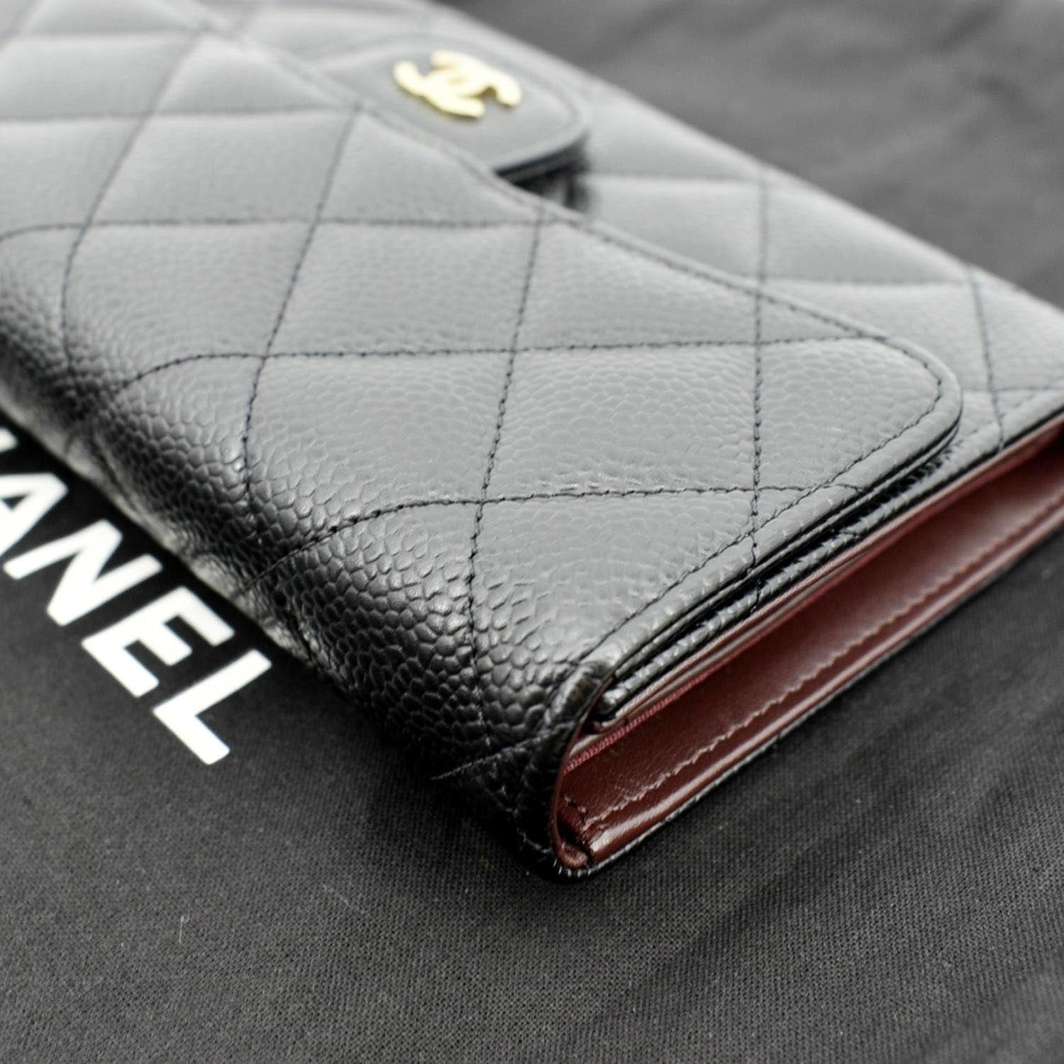 Chanel Flap Quilted Caviar Wallet in Black color