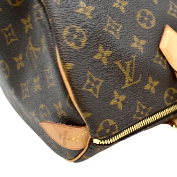 LOUIS VUITTON Speedy 35 Monogram Canvas Satchel Bag Brown