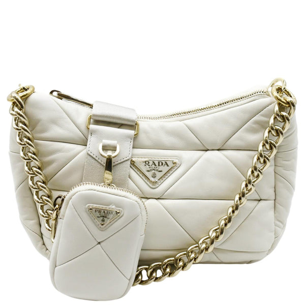 PRADA Patchwork System Nappa Leather Shoulder Bag White