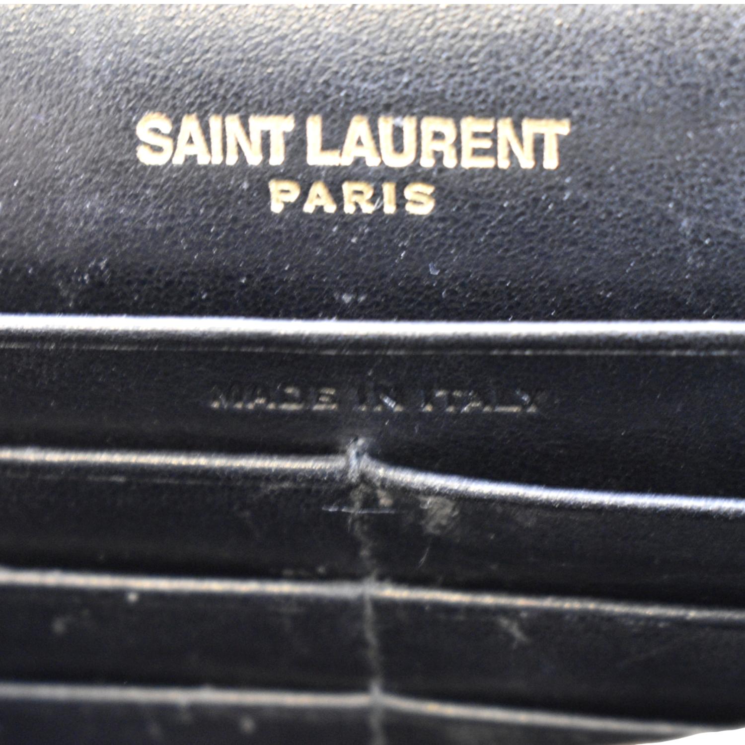 Saint Laurent Classic Monogram Card Holder Crocodile Embossed Leather
