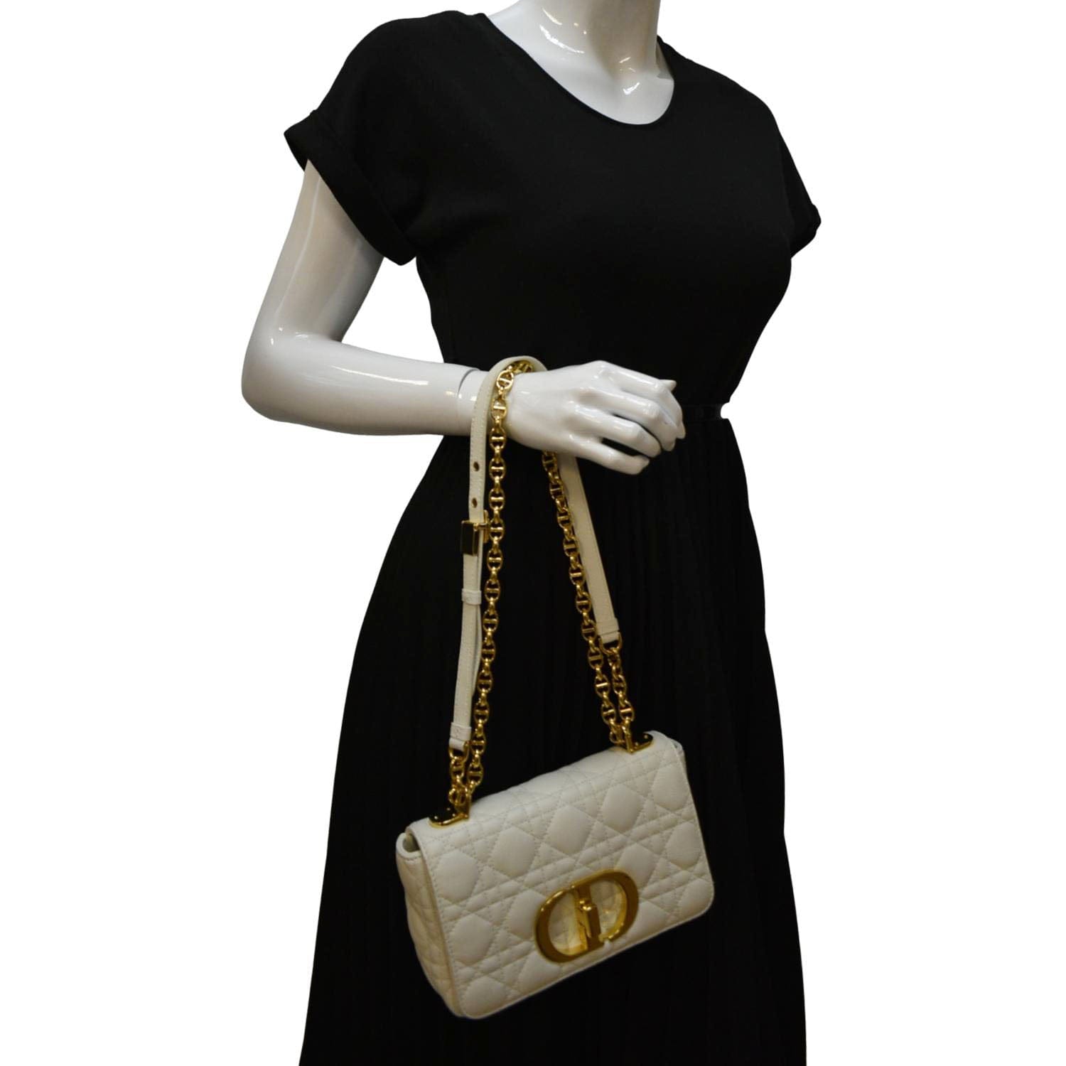 Small Dior Caro Bag Black Supple Cannage Calfskin | DIOR