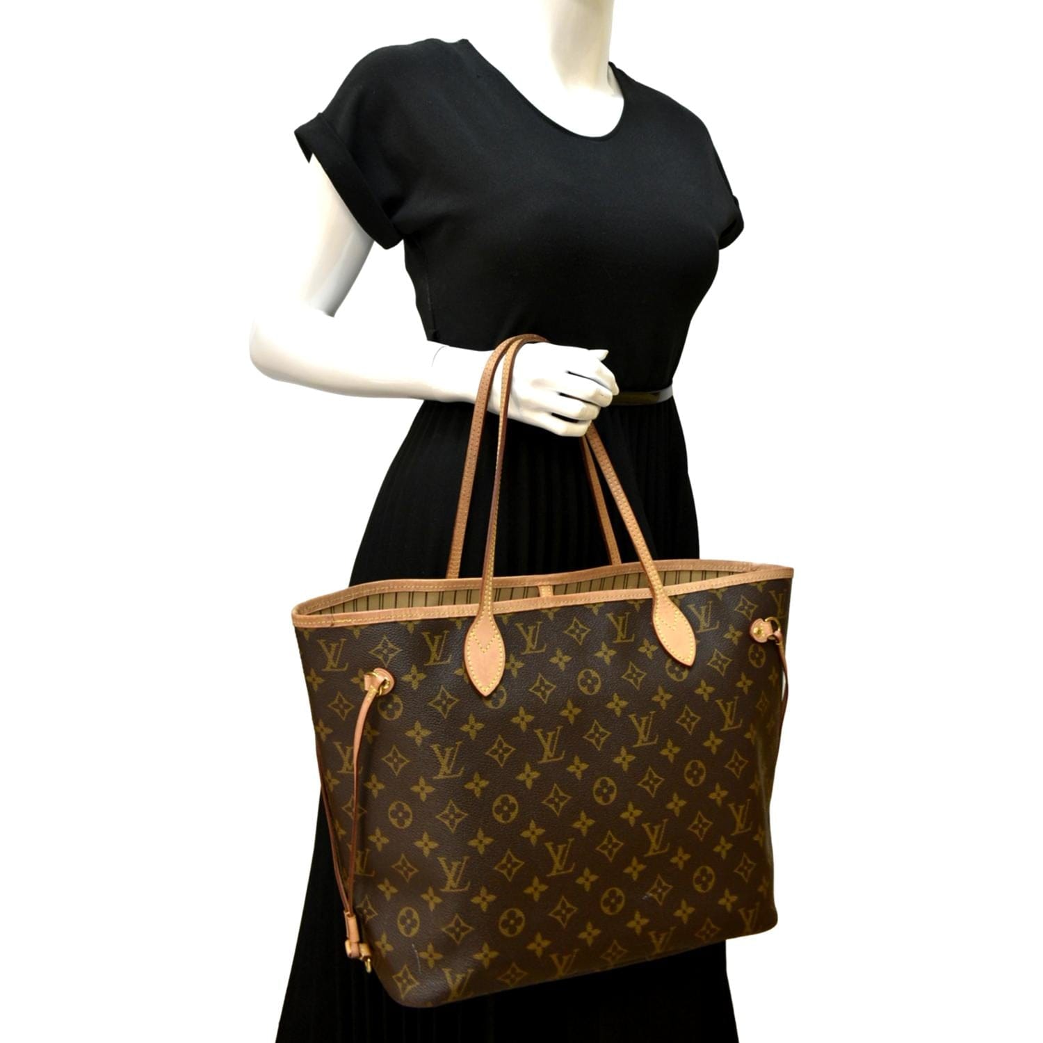 Louis Vuitton Neverfull Mm Beige Canvas Tote Bag (Pre-Owned)