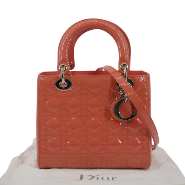 CHRISTIAN DIOR Medium Lady Dior Leather Shoulder Bag Pink