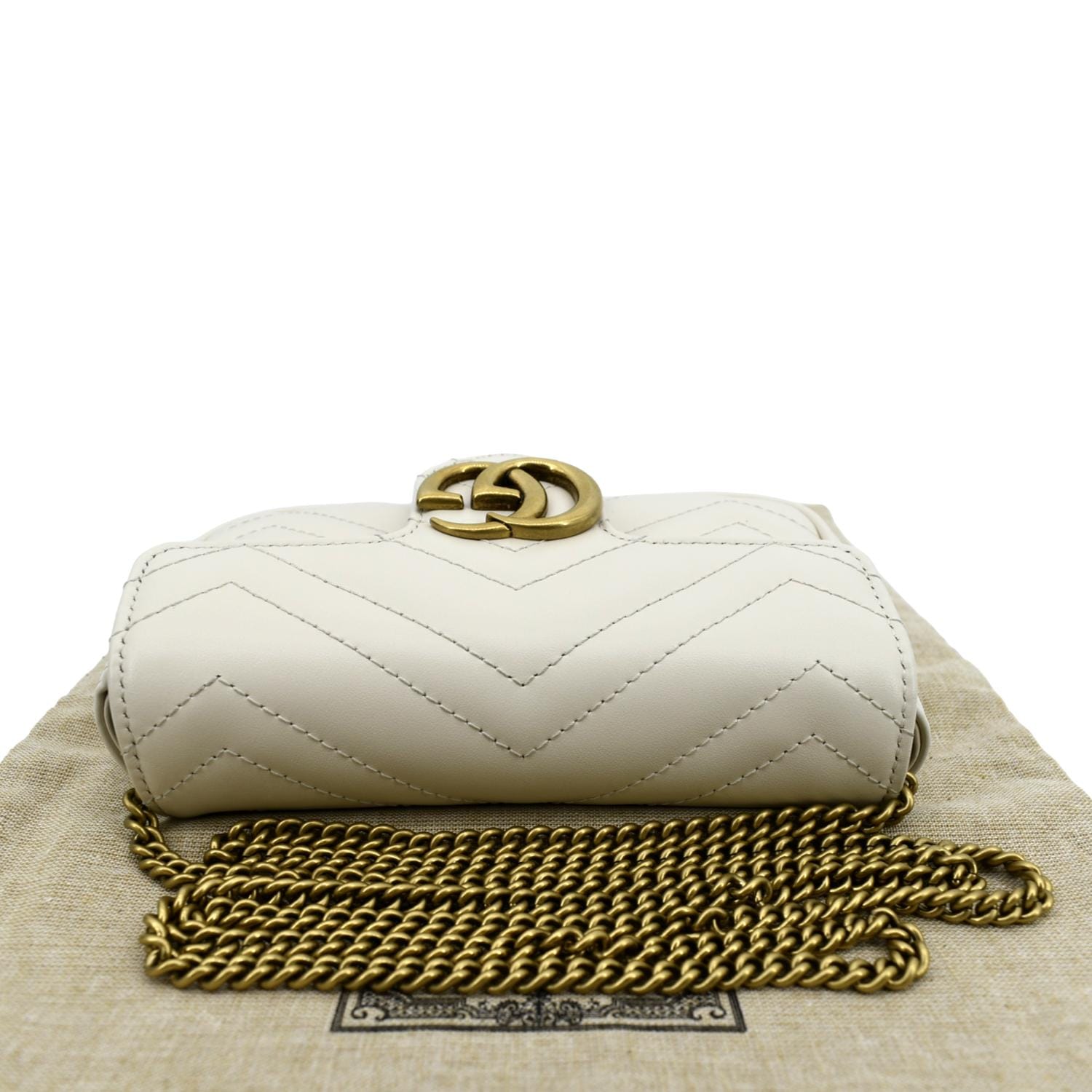White GG Marmont super mini leather cross-body bag, Gucci