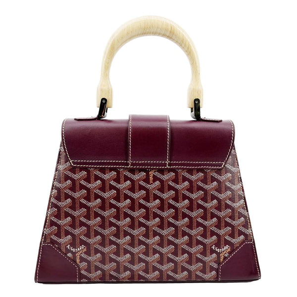 Goyard Saigon Chevron Print Coated Canvas Satchel Bag in burgundy color backside