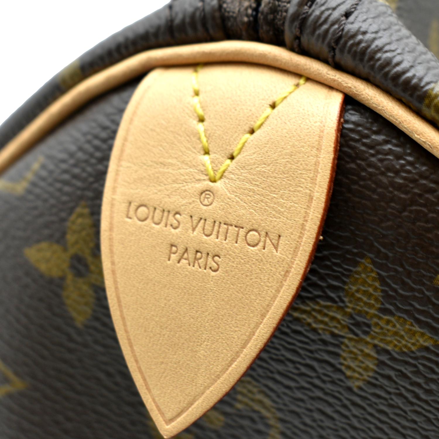 LOUIS VUITTON ❤️SOLD Speedy 35 ❤️monogram print canvas ❤️vachetta leather  trim ❤️leather rolled top handles ❤️gold tone hardware ❤️zipper…
