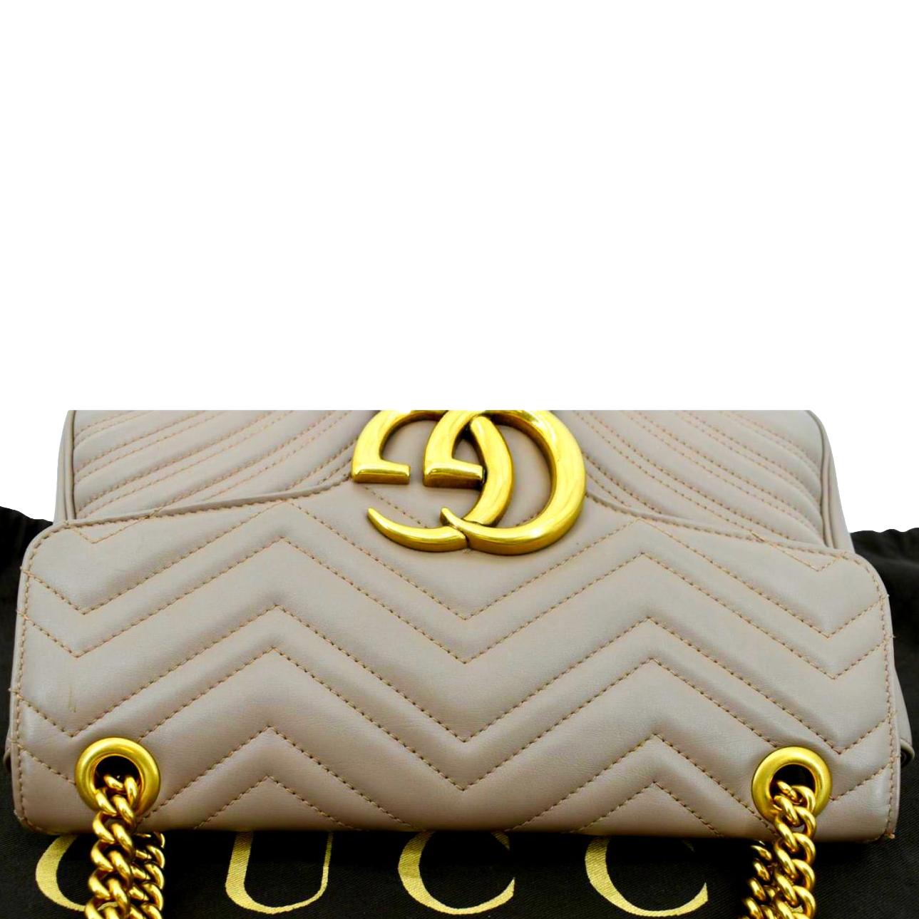 Gucci 443496 Dusty Pink Leather GG Marmont Medium Matelasse Shoulder Bag  Purse