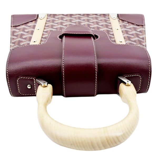 Goyard Saigon Chevron Print Coated Canvas Satchel Bag in burgundy color - Top Handle