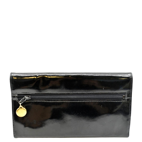 CHANEL Vintage CC Patent Leather Wallet Black