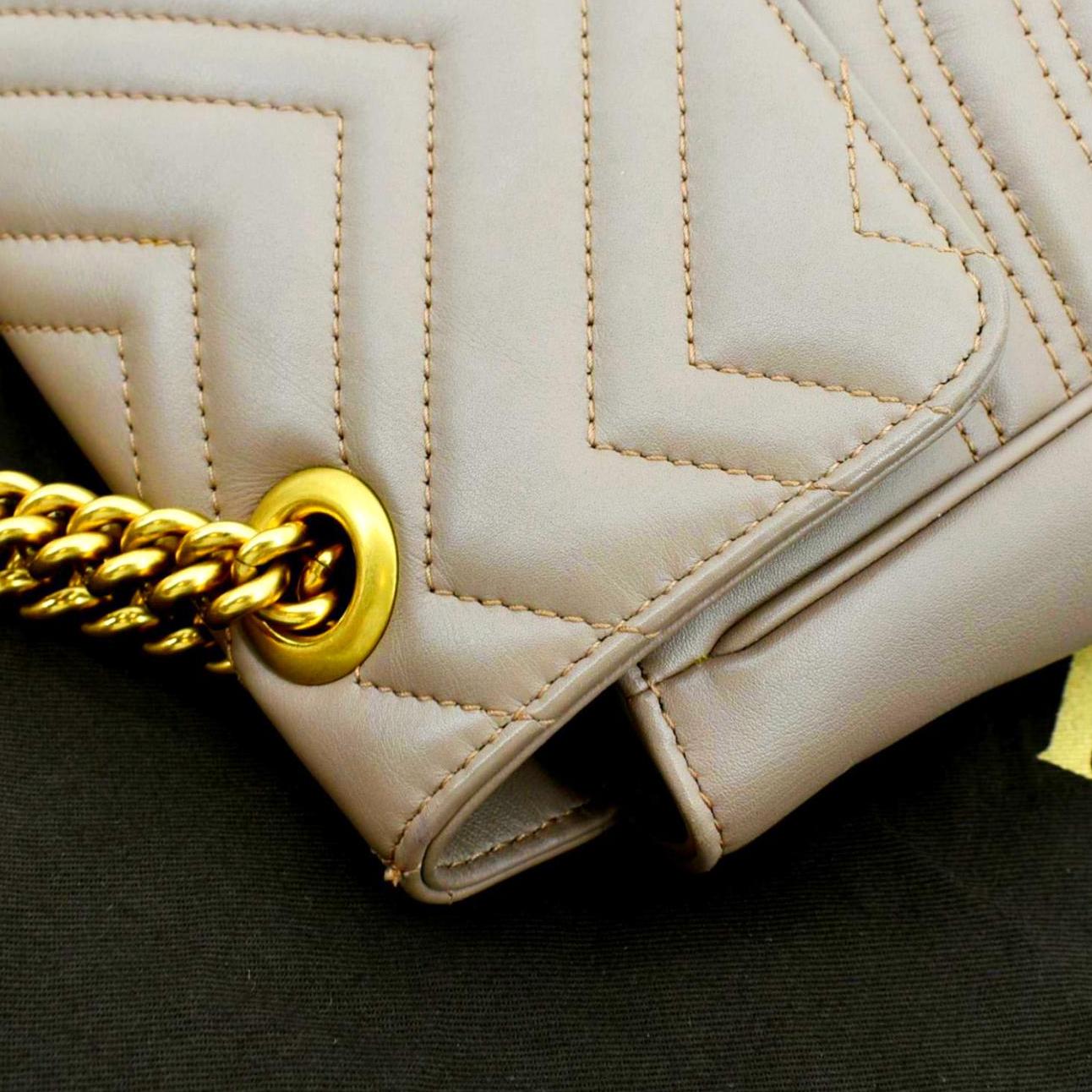 Gucci Marmont Matelasse Shoulder Bag GG Metallic Medium Gold/Pink