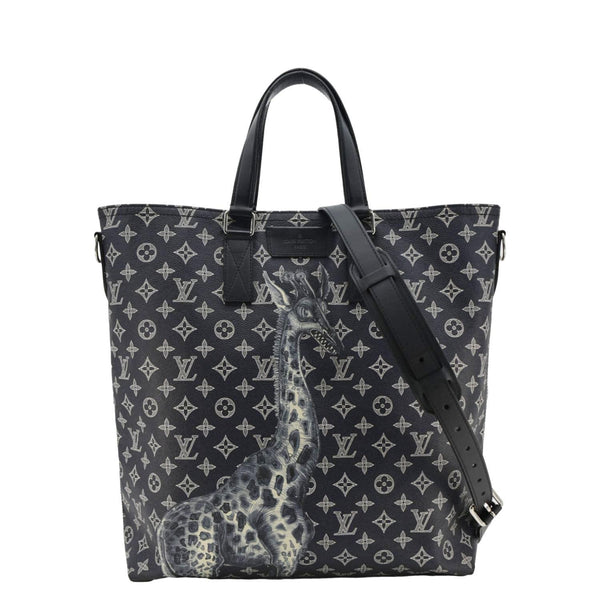 LOUIS VUITTON Savane Monogram Chapman Canvas Atlas Tote Bag Navy Blue