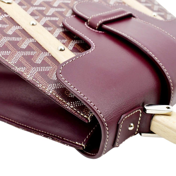 Goyard Saigon Chevron Print Coated Canvas Satchel Bag in burgundy color - Right Side