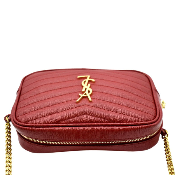 YVES SAINT LAURENT Small Lou Chevron Leather Camera Crossbody Bag Red